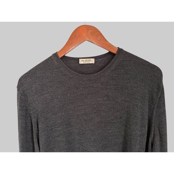 Pal Zileri Mens Charcoal Gray Wool Blend Lightweight Long Sleeve Crewneck Sweate - Picture 3 of 6